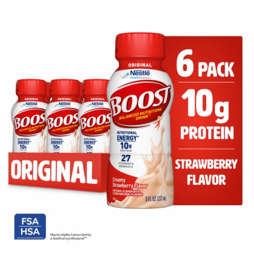 BOOST Original Ready to Drink Strawberry Protein Shake Multipack Perspective: front