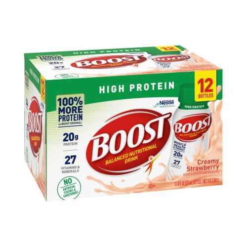Boost® High Protein Ready to Drink Creamy Strawberry Nutritional Drink Perspective: front