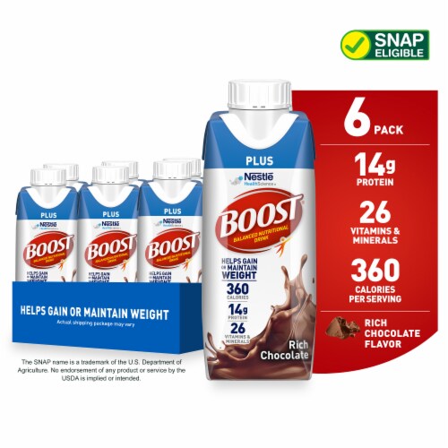 Boost® Plus Rich Chocolate Balanced Nutritional Drinks Perspective: front