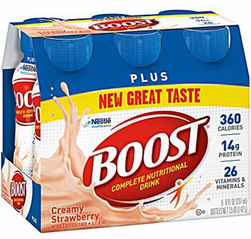 Nestle  BOOST® Plus Nutritional Creamy Strawberry Drink Perspective: front