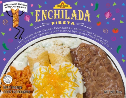 Night Hawk Fiesta® White Meat Chicken Enchiladas with Cream Sauce Frozen Meal Perspective: front