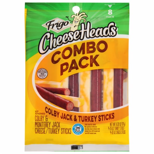 Frigo® Cheese Heads® Colby Jack & Turkey Sticks Combo Pack Perspective: front