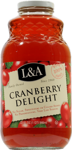 L&A Pure Cranberry Delight Juice Perspective: front