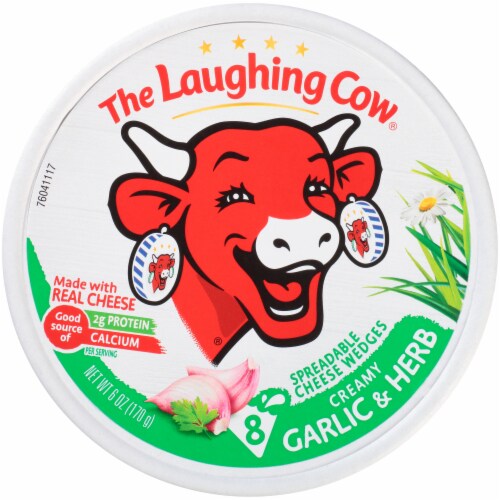 The Laughing Cow Creamy Garlic & Herb Cheese Spread Perspective: front