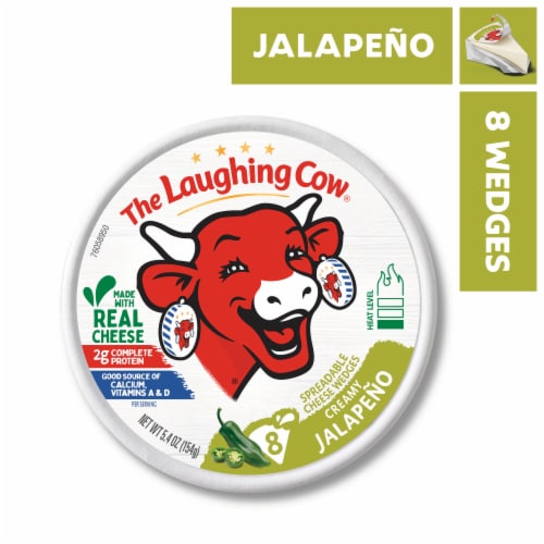 The Laughing Cow Creamy Jalapeño Spreadable Cheese Wedges Perspective: front