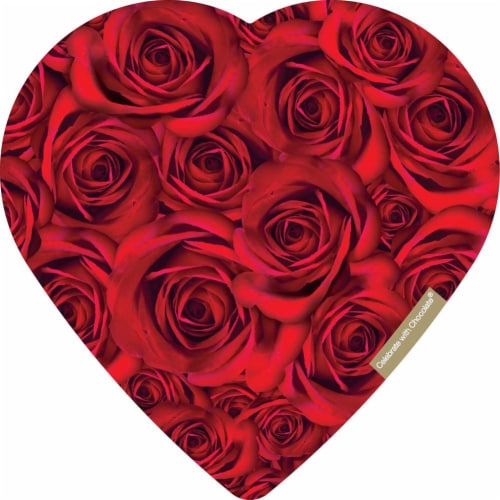 Elmer Chocolates® in Rose Bouquet Heart Shaped Valentine Candy Gift Box Perspective: front