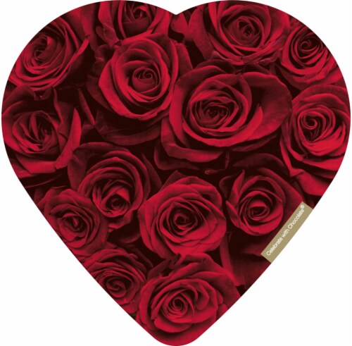 Elmer Chocolates® in Rose Bouquet Heart Shaped Valentine Candy Gift Box Perspective: front
