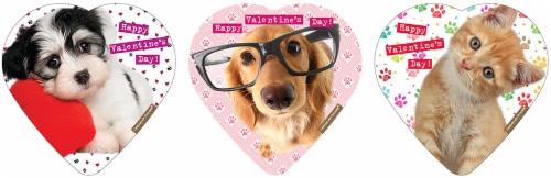 Elmer Chocolate Pets Assorted Chocolates in Heart Shaped Box Valentine Candy Perspective: front