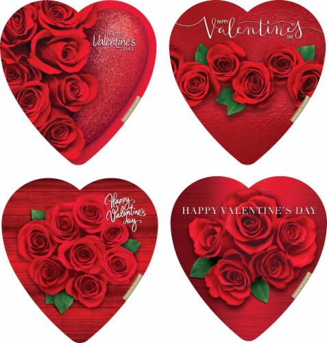 Elmer Chocolate Assorted Rose Heart Shaped Valentine Candy Gift Box Perspective: front