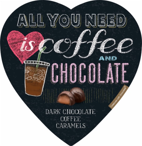 Elmer Chocolate Dark Chocolate Coffee Caramel Hearts Valentine Candy Gift Box Perspective: front