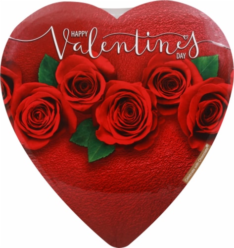 Elmer Chocolate Assorted Chocolates in Rose Heart Shaped Box Perspective: front