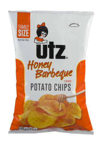 Utz Honey Barbecue Potato Chips Perspective: front