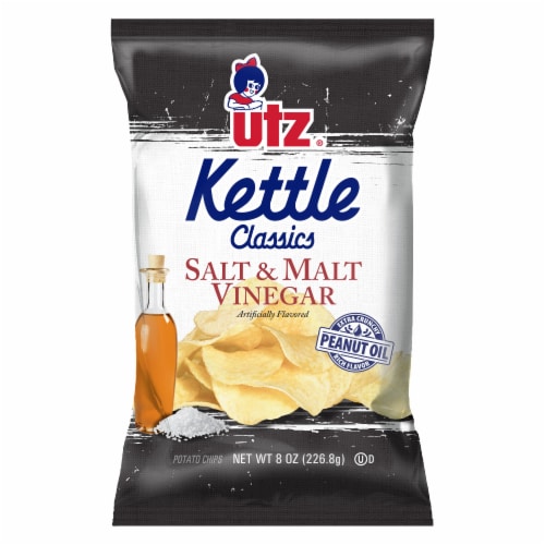 Utz Kettle Classics Salt & Malt Vinegar Potato Chips Perspective: front