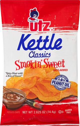 Utz Kettle Classics Smokin' Sweet BBQ Flavored Potato Chips Perspective: front