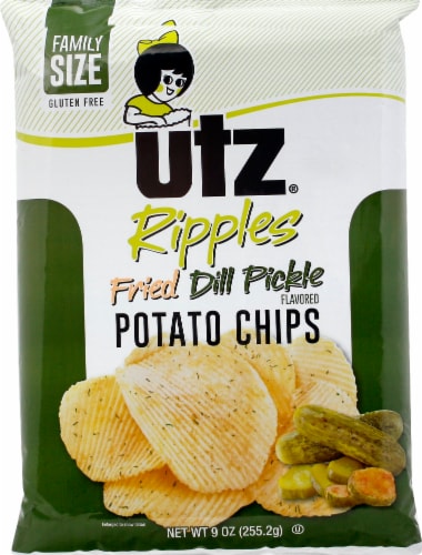 Utz Ripples Fried Dill Pickle Flavored Potato Chips Perspective: front