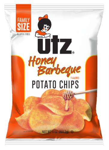 Utz Honey Barbeque Potato Chips Perspective: front