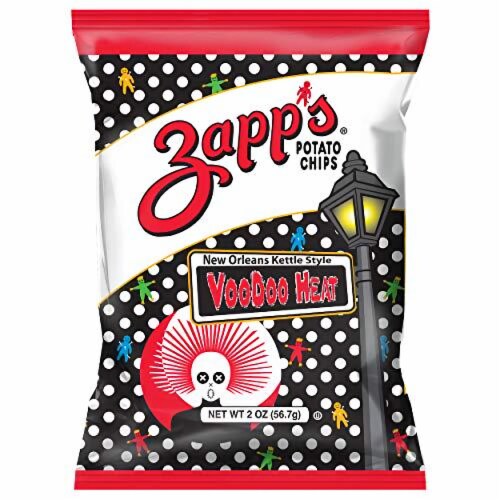 Zapp's New Orleans Kettle-Style Potato Chips Voodoo Heat Flavor (2 oz Bags, 25 Count) Crunchy Perspective: front