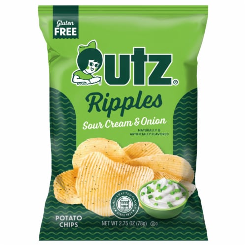 Utz Ripples Sour Cream & Onion Chips Perspective: front