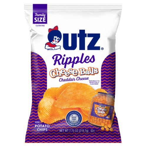 Utz® Ripples Cheese Ball Cheddar Cheese Potato Chips Perspective: front