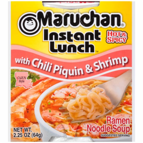 Maruchan® Instant Lunch Hot & Spicy with Chili Piquin & Shrimp Ramen Noodle Soup Perspective: front