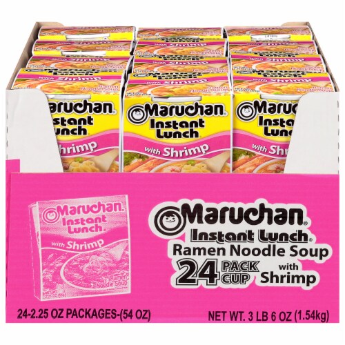 Maruchan Instant Lunch With Shrimp Ramen Noodles with Vegetables 24 Count Perspective: front
