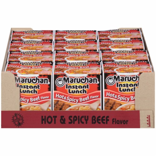 Maruchan Instant Lunch Hot & Spicy Beef Ramen Noodle Soup Perspective: front