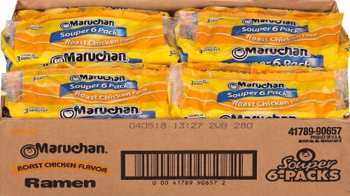 Maruchan Roast Chicken Flavor Souper 6-Pack Ramen Noodle Soup Perspective: front