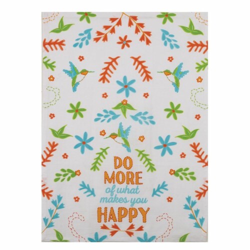 Peking Handicraft 04HRS1892WC 18 x 25 in. Do More Makes You Happy Kitchen Towel - Pack of 4 Perspective: front