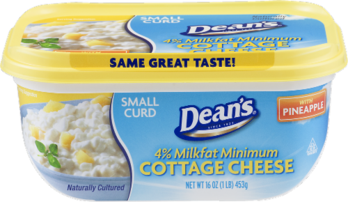 Dean's Small Curd 4% Milkfat Cottage Cheese with Pineapple Perspective: front
