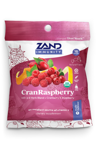 Zand Immunity™ CranRaspberry Lozenges Perspective: front