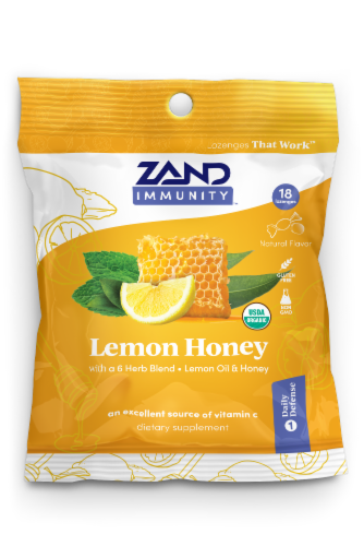 Zand Immunity™ Lemon Honey Lozenges Perspective: front