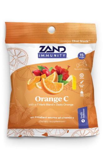 Zand Immunity™ Orange C Herbal Lozenges Perspective: front