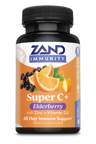 Zand Immunity™ Super C+ Elderberry Immune Support Dietary Supplement Capsules Perspective: front