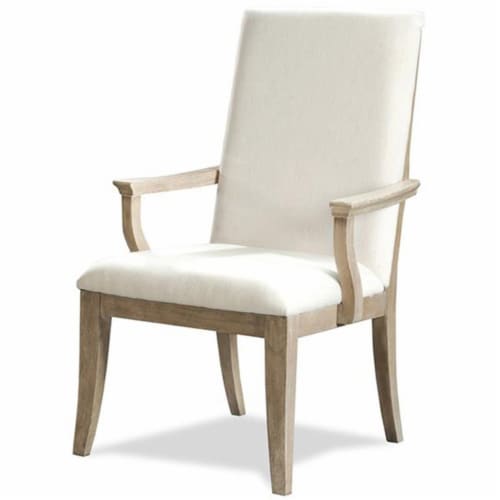 Riverside Furniture Sophie Upholstered Wood Dining Arm Chair in Natural (set of 2) Perspective: front