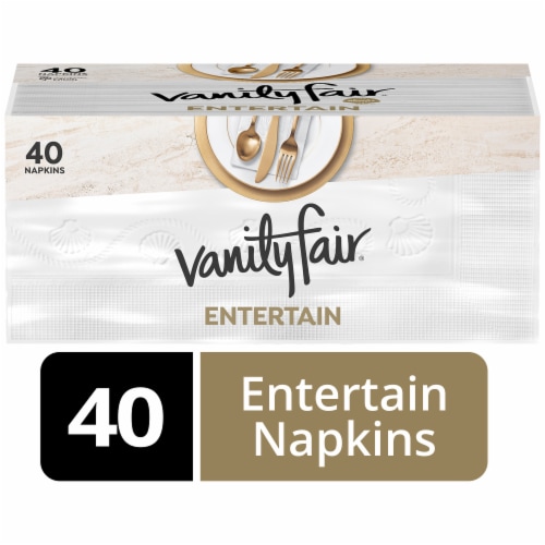 Vanity Fair Entertain Disposable Paper Napkins, White, 40 Count 