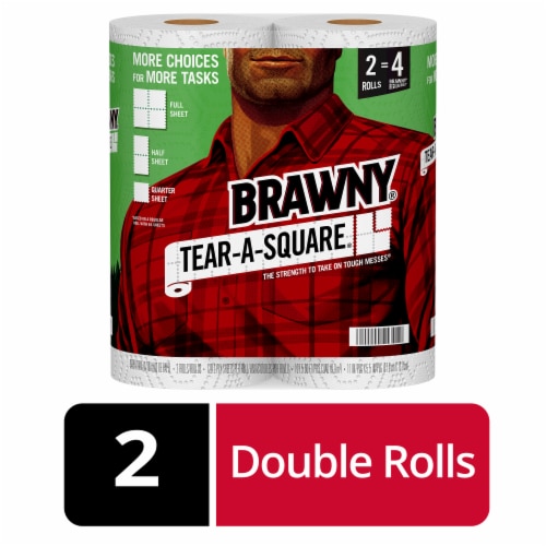 Brawny® Tear-A-Square Double Paper Towels Perspective: front