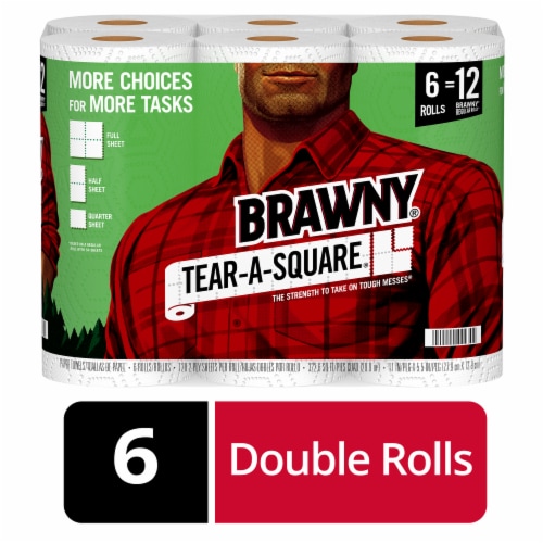 Brawny® Tear-A-Square Double Paper Towels Perspective: front