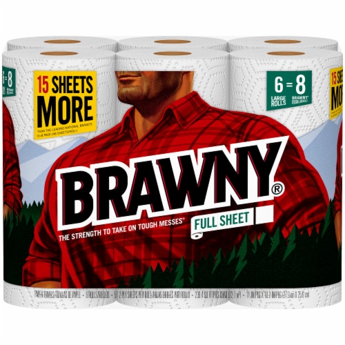 Brawny Full Sheet Large Roll Paper Towels 6 Rolls Perspective: front