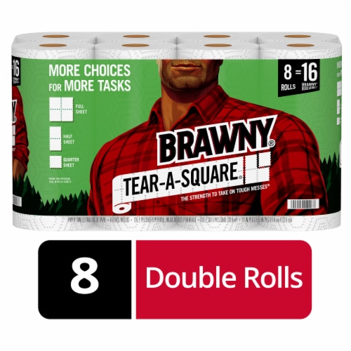 Brawny® Tear-A-Square Double Paper Towels Perspective: front