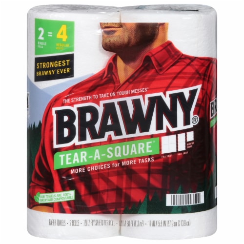 Brawny® Tear-A-Square® Paper Towels 3 Sheet Size Strong Paper Towel Perspective: front