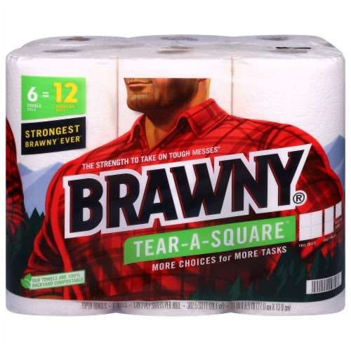 Brawny® Tear-A-Square® Paper Towel Double Rolls, 6 rolls - Harris