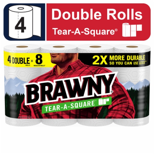Brawny® Tear-A-Square® 3 Sheet Sizes Paper Towel Double Rolls Perspective: front