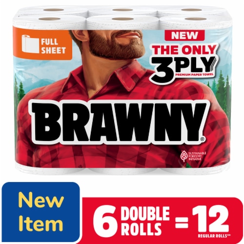 Brawny® Full Sheet 3-Ply Paper Towel Double Rolls Perspective: front