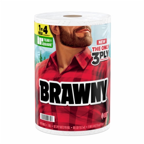Brawny® Tear-A-Square® 3 Ply Paper Towels Mega Roll Perspective: front