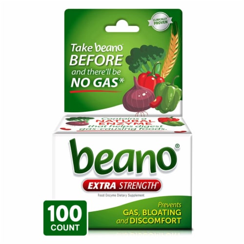 Beano Extra Strength Gas Prevention & Digestive Enzyme Supplement Perspective: front