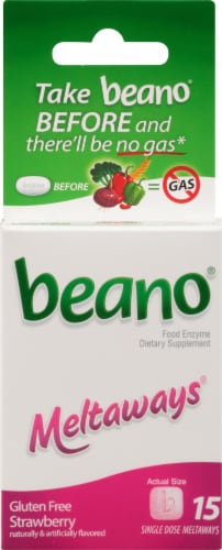 Beano Meltaways Strawberry Dietary Supplement Perspective: front