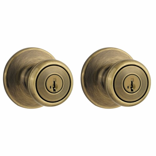 Kwikset Tylo Polished Brass Entry Knobs ANSI/BHMA Grade 3 1-3/4 in.