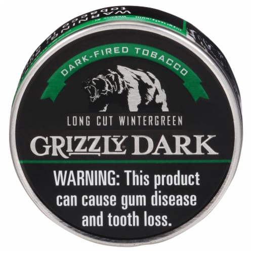 Grizzly Long Cut Dark Wintergreen Moist Snuff Perspective: front