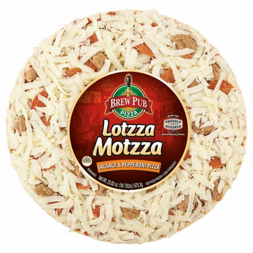 Brew Pub Pizza Lotzza Motzza Sausage & Pepperoni Frozen Pizza Perspective: front