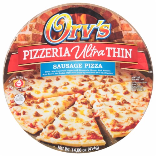 Orv's Pizzeria Ultra-Thin Sausage Frozen Pizza Perspective: front